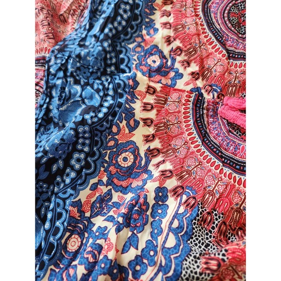 Jodifl Womens Kimono Open Front Cardigan Blue Pink Rayon Tassels Flowy Boho S - Picture 5 of 8